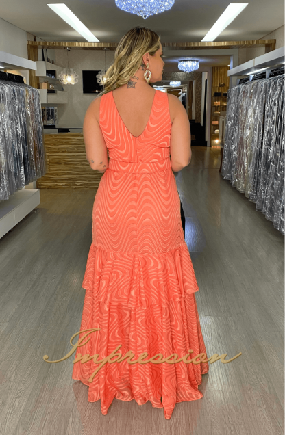 Vestido de Festa Longo Plus Coral - Image 3