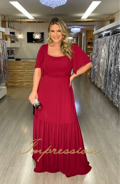 Vestido de Festa Longo Plus Size Marsala - Image 2