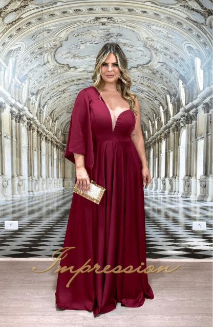 Vestido de Festa Longo Plus Size Marsala - Imagem 3