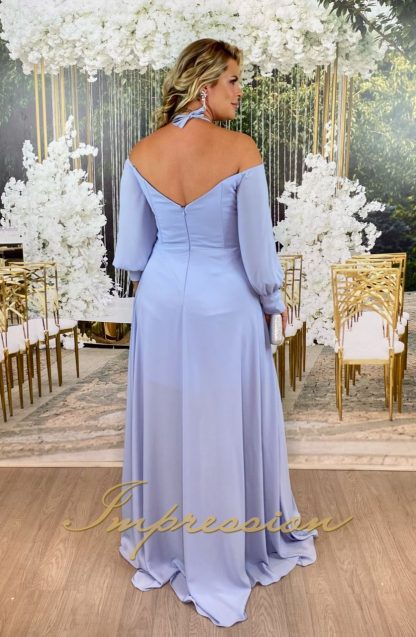 Vestido de Festa Longo Plus Size Azul Serenity - Image 3