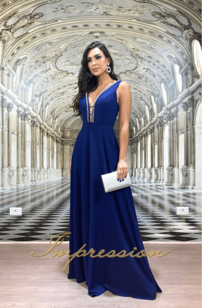 Vestido de Festa Longo Azul Marinho - Image 2