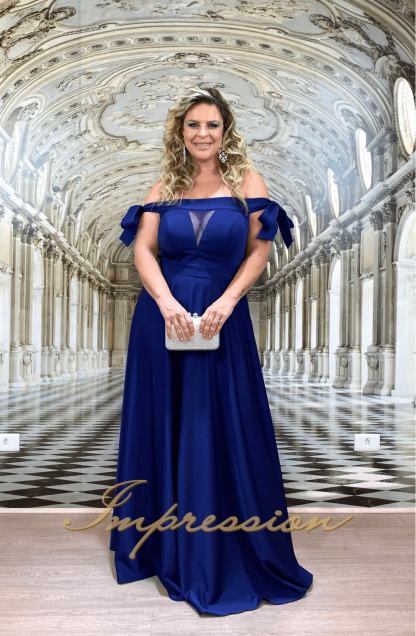 Vestido de Festa Longo Plus Size Azul Marinho