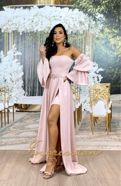 Vestido de Festa Longo Rosa Nude