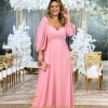 Vestido de Festa Longo Plus Size Rose com Manga - Imagem 2