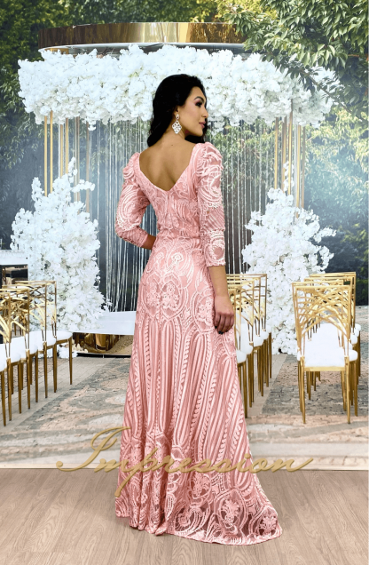 Vestido de Festa Longo Rose em Renda - Imagem 3