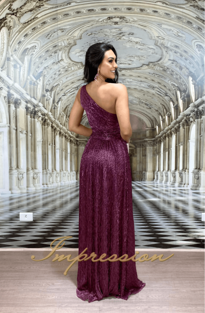 Vestido de Festa Longo Uva em Lurex - Image 3