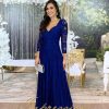 Vestido de Festa Longo Azul Marinho em Renda - Imagem 2