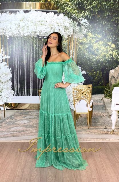 Vestido de Festa Longo Verde Menta - Image 2