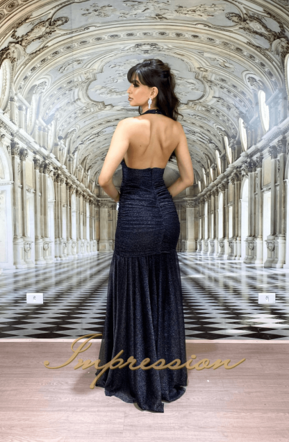 Vestido de Festa Longo Preto em Lurex - Image 3