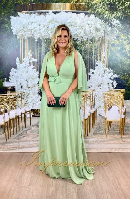 Vestido de Festa Longo Plus Size Verde Menta - Image 2