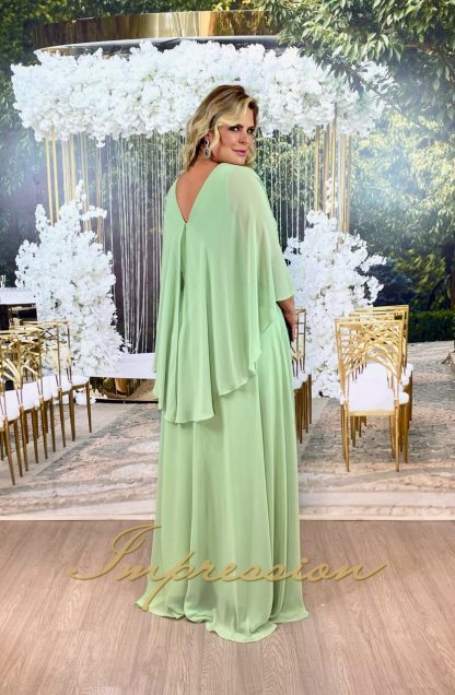 Vestido de Festa Longo Plus Size Verde Menta - Image 3