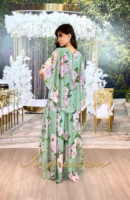 Vestido de Festa Longo Estampado Floral Verde - Image 3