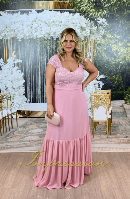 Vestido de Festa Longo Plus Size Rose - Image 3