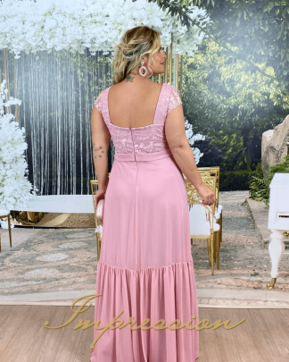 Vestido de Festa Longo Plus Size Rose