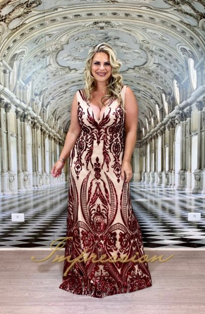 Vestido de Festa Longo Plus Size Marsala - Imagem 3