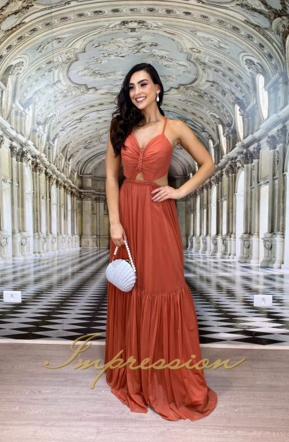 Vestido de Festa Longo Terracota - Image 2