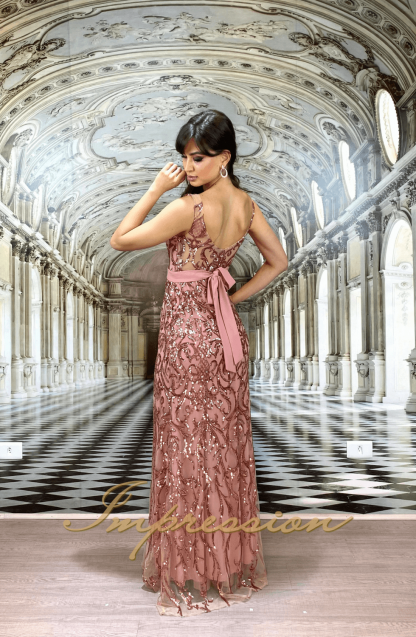 Vestido de Festa Longo Rose Sereia Bordado em Paetês - Image 3