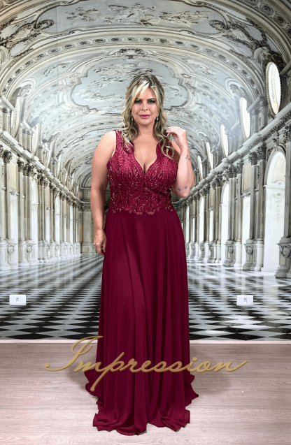 Vestido de Festa Longo Plus Size Marsala