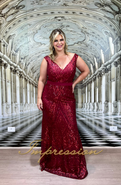 Vestido de Festa Longo Plus Size Marsala Sereia