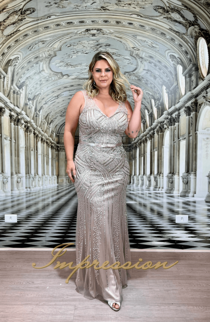 Vestido de Festa Longo Plus Size Nude Sereia - Image 2