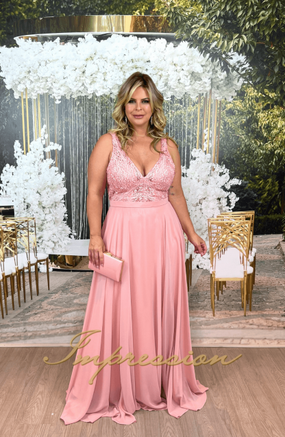 Vestido de Festa Longo Plus Size Rose