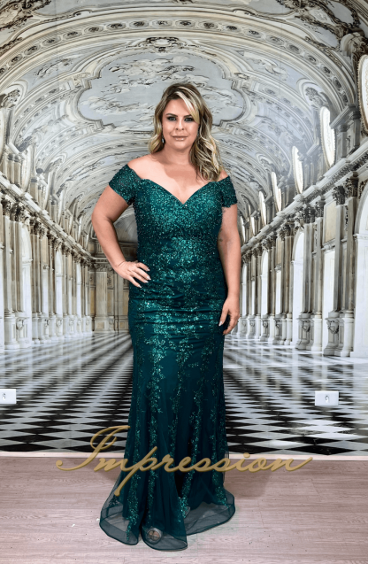 Vestido de Festa Longo Plus Size Verde Esmeralda Sereia