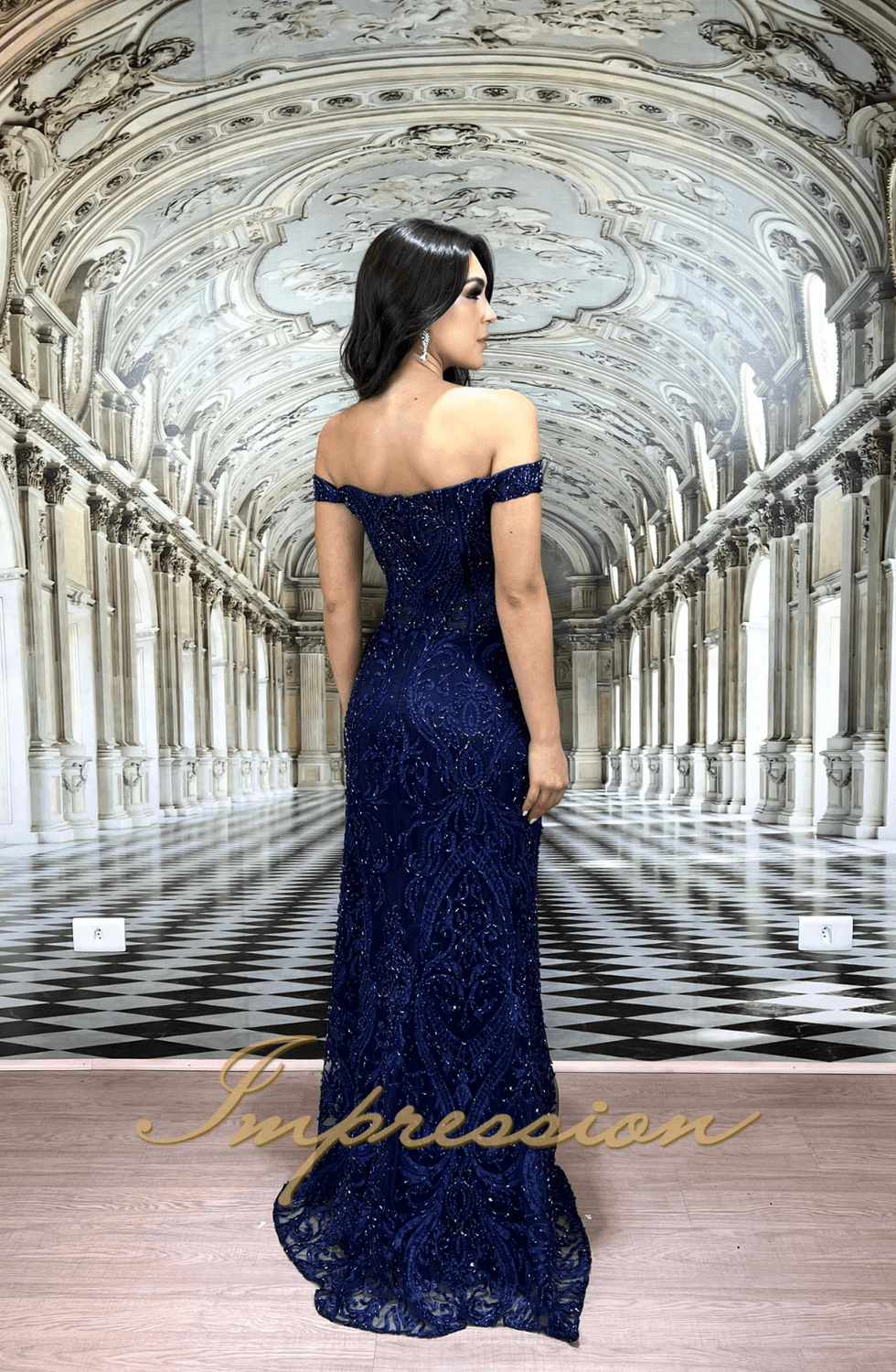 Vestido longo azul marinho sereia hot sale