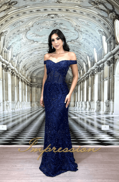 Vestido de Festa Longo Azul Marinho Sereia