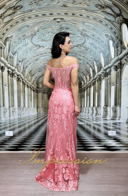 Vestido de Festa Longo Coral Renda - Image 3