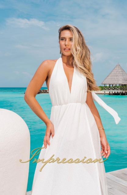Vestido de Festa Longo Off White Hot Pants Tricô - Image 2
