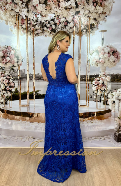 Vestido de Festa Longo Plus Size Azul Royal - Image 3