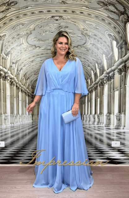 Vestido de Festa Longo Plus Size Azul Serenity