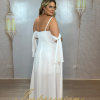 Vestido de Festa Longo Plus Size Branco com Decote - Imagem 3