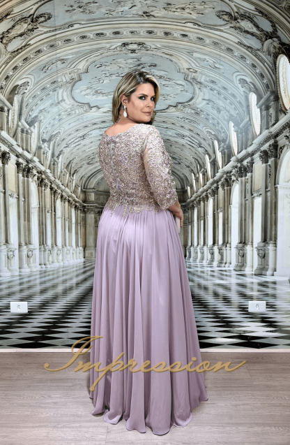 Vestido de Festa Longo Plus Size Lilás Bordado - Imagem 3