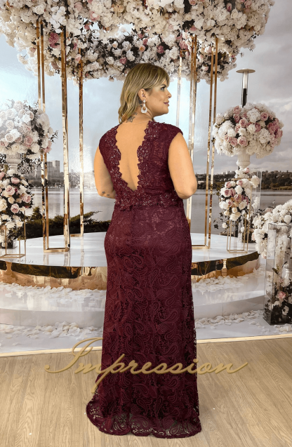 Vestido de Festa Longo Plus Size Marsala - Imagem 3