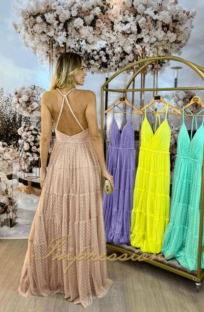 Vestido de Festa Longo em Tule Poa - Image 3