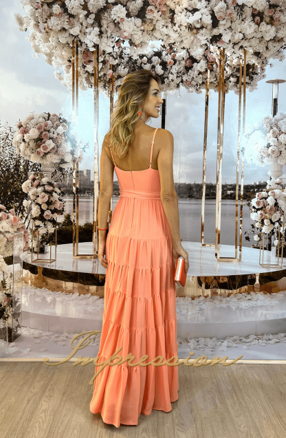Vestido de Festa Longo Coral Hot Pants - Imagem 3