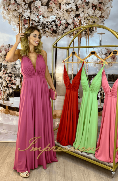 Vestido de Festa Longo em Musseline