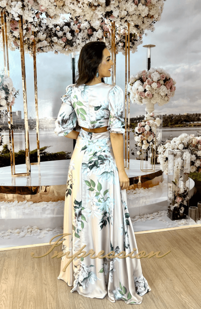 Vestido de Festa Longo Lilas Estampado - Image 3