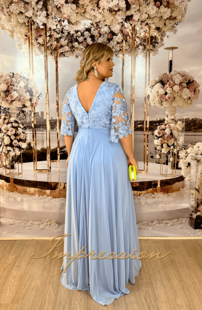 Vestido de Festa Longo Plus Size Azul Serenity - Image 3