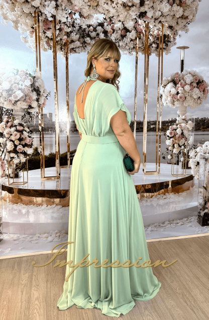 Vestido de Festa Longo Plus Size Verde Menta - Image 3