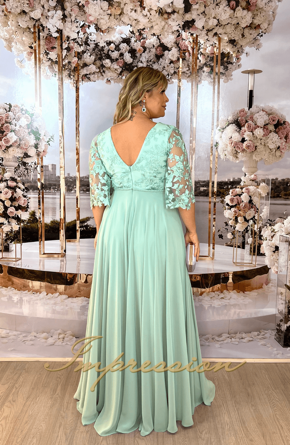 Vestido de festa longo shop verde menta