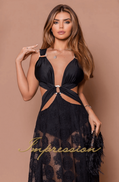 Vestido de Festa Longo Preto Hot Pants - Image 2