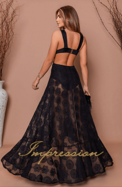 Vestido de Festa Longo Preto Hot Pants - Image 4