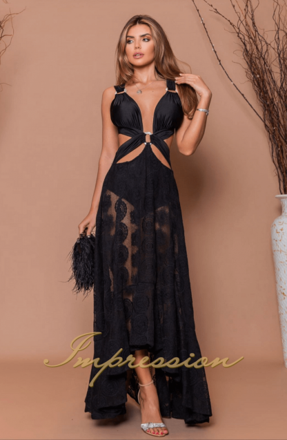 Vestido de Festa Longo Preto Hot Pants