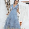 Vestido de Festa Longo Azul Denim - Imagem 4