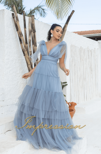 Vestido de Festa Longo Azul Denim - Image 4