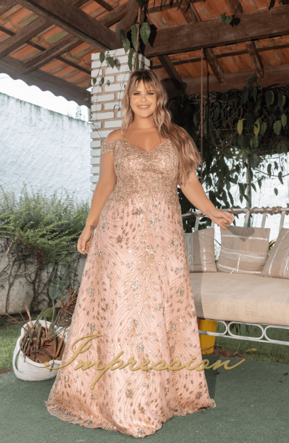 Vestido de Festa Longo Rose Pedraria - Image 3