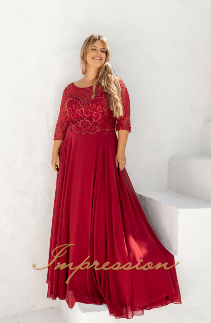 Vestido de Festa Longo Plus Size Marsala Pedraria - Imagem 3