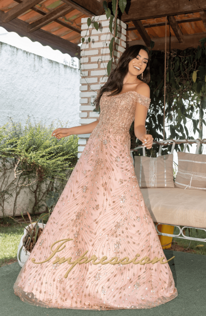Vestido de Festa Longo Rose Pedraria - Imagem 2